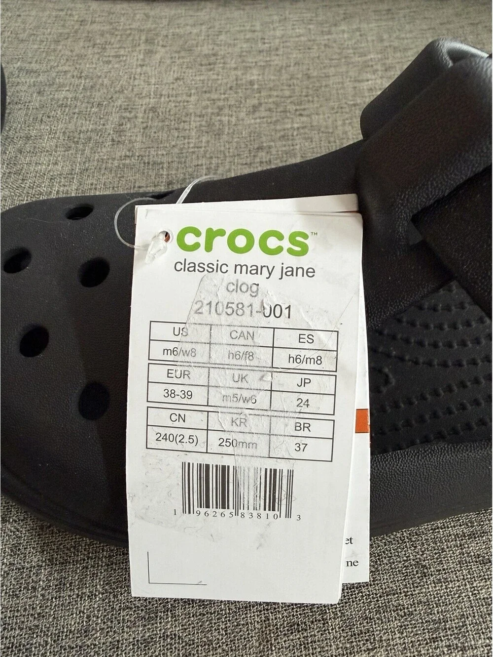 Crocs Classic Mary Jane Clog Womens Size 8 Adjustable Strap Comfort Black New